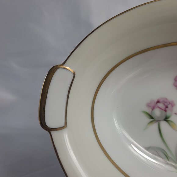 Mikado Harmony Oval Serving Bowl Cream Rim Pink Floral Center - Picture 3 of 12